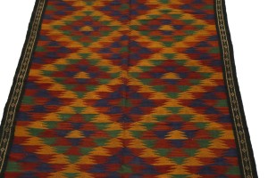 Vintage Tribal 4X12 Kelim Ghashghaie  Persian Runner Rug