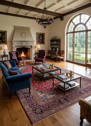 Vintage Red Traditional 10' x 13' 5" Kashan Ghotbi Persian Rug