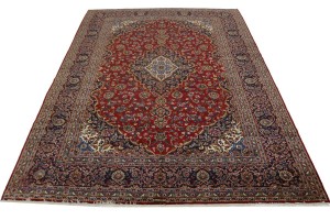 Vintage Red Traditional 10X13'5 Kashan Ghotbi Persian Rug