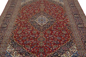 Vintage Red Traditional 10X13'5 Kashan Ghotbi Persian Rug