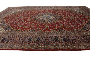 Vintage Red Traditional 10X13'5 Kashan Ghotbi Persian Rug