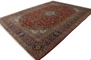 Vintage Red Traditional 10X13'5 Kashan Ghotbi Persian Rug