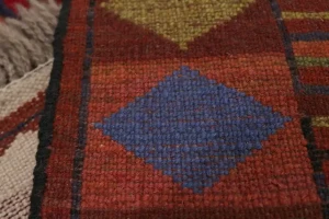 Red Tribal Stripes & Border 4X6 Gabbeh Persian Rug