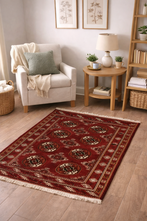 Red Tribal 3' 5" x 5' Turkoman Persian Rug