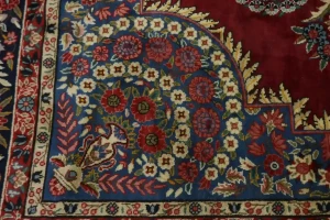 Vintage Red Traditional 6'5X10'5 Qom Kerman Persian Rug