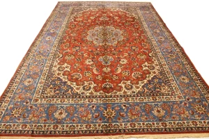Semi Antique Orange-red Classic 9X13 Najafabad Persian Rug