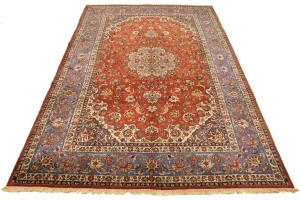 Semi Antique Orange-red Classic 9X13 Najafabad Persian Rug