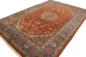 Semi Antique Orange-red Classic 9X13 Najafabad Persian Rug