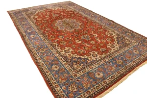 Semi Antique Orange-red Classic 9X13 Najafabad Persian Rug