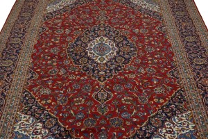 Vintage Red Traditional 10X13 Kashan Persian Rug