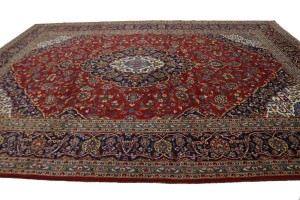 Vintage Red Traditional 10X13 Kashan Persian Rug