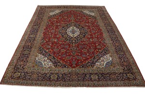 Vintage Red Traditional 10X13 Kashan Persian Rug