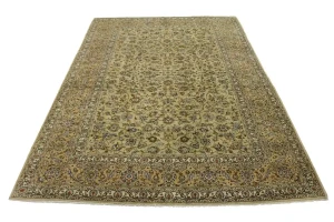 Beige Vintage Traditional 9X13 Kashan Persian Oriental Rug