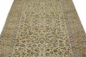 Beige Vintage Traditional 9X13 Kashan Persian Oriental Rug