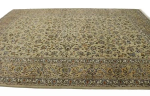 Beige Vintage Traditional 9X13 Kashan Persian Oriental Rug