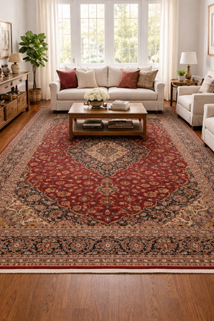 Semi Antique Red 10' x 14' 5" Traditional Kashan Persian Rug