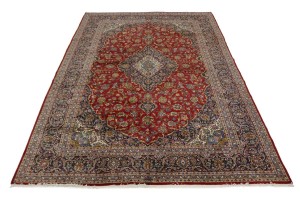 Semi Antique Red Traditional 10X14'5 Kashan Persian Rug