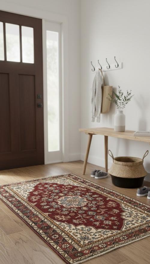 Red Traditional 3' x 5' Nain Kashmar Persian Rug