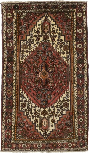Semi Antique Tribal 3'8X6'5 Hamedan Persian Rug