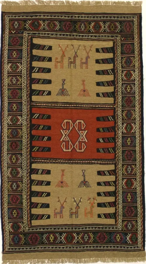 Multicolored Tribal 3X6 Sumak Herati Persian Rug