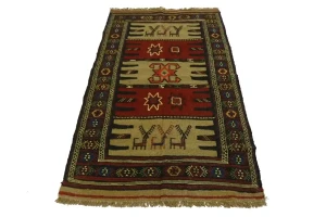 Khaki Tribal 3X6 Sumak Herati Persian Rug