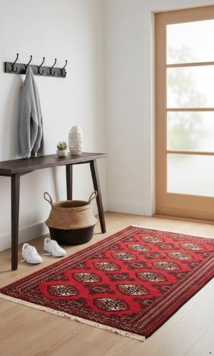 Red Tribal 3' x 5' Turkoman Ghoochan Persian Rug