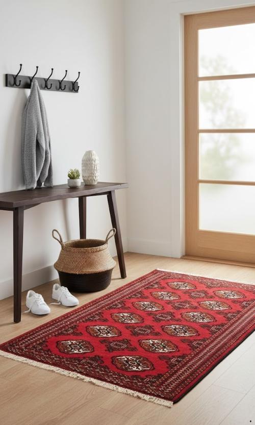 Red Tribal 3' x 5' Turkoman Ghoochan Persian Rug