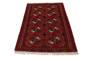 Scarlet Red Tribal 3X5 Turkoman Ghoochan Persian Rug