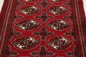 Scarlet Red Tribal 3X5 Turkoman Ghoochan Persian Rug