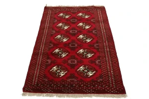 Red Tribal 3X5 Turkoman Ghoochan Persian Oriental Rug