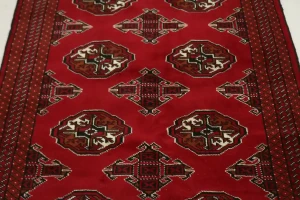 Scarlet Red Tribal 3X5 Turkoman Ghoochan Persian Rug