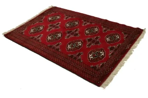 Scarlet Red Tribal 3X5 Turkoman Ghoochan Persian Rug