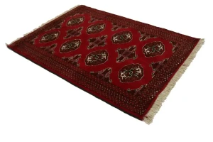 Scarlet Red Tribal 3X5 Turkoman Ghoochan Persian Rug
