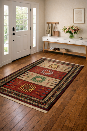 Khaki Tribal 4' x 6' Sumak Persian Rug
