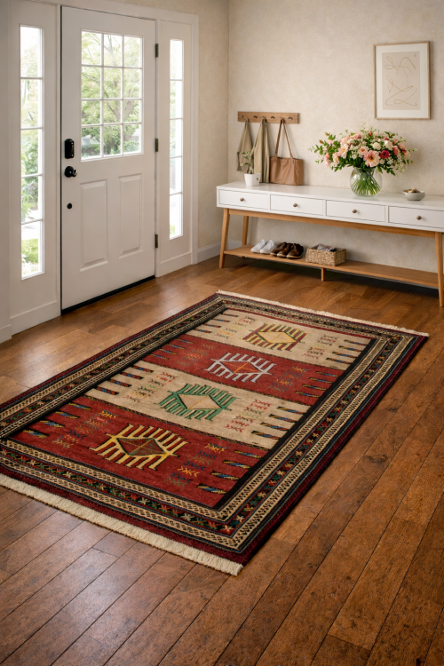 Khaki Tribal 4' x 6' Sumak Persian Rug