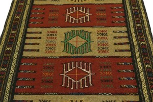 Khaki Tribal 4X6 Sumak Persian Rug