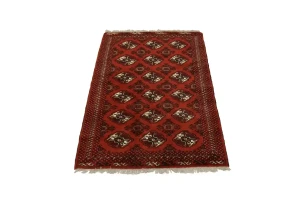 Scarlet Red Tribal 4X6 Turkoman Persian Rug