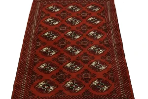 Scarlet Red Tribal 4X6 Turkoman Persian Rug