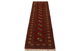 Red Tribal 3X10 Turkoman Persian Runner Rug