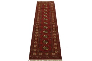 Red Tribal 3X10 Turkoman Persian Runner Rug