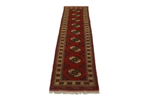Red Tribal 3X10 Turkoman Persian Runner Rug
