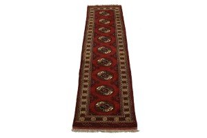 Red Tribal 3X10 Turkoman Persian Runner Rug