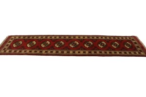 Red Tribal 3X10 Turkoman Persian Runner Rug