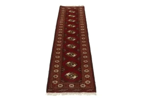 Red Tribal 3X10 Turkoman Persian Runner Rug