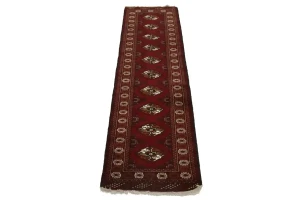 Red Tribal 3X10 Turkoman Persian Runner Rug