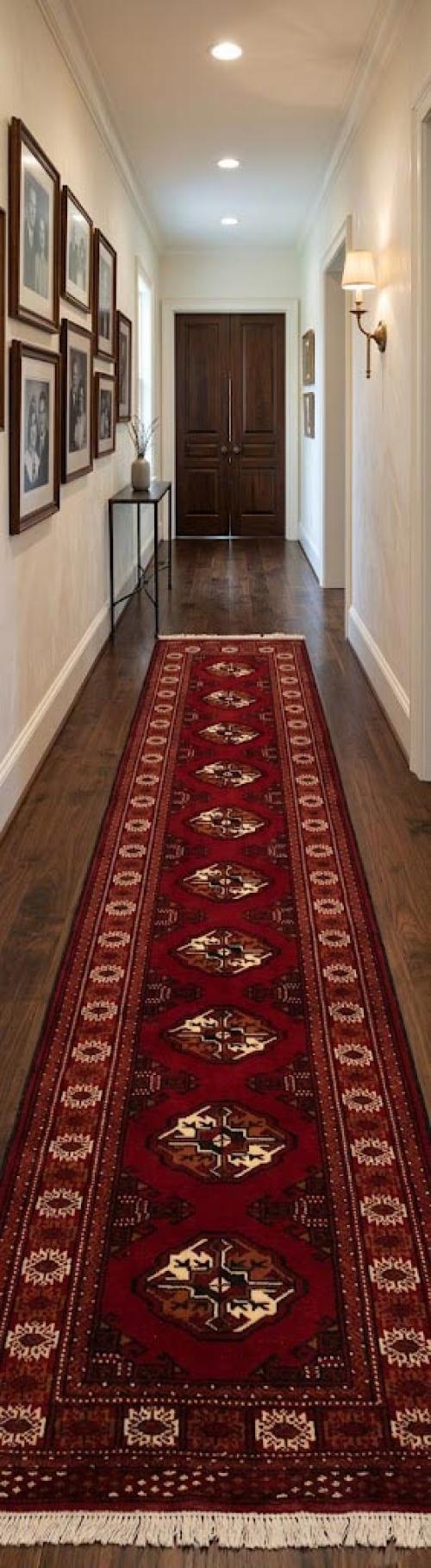 10'0 X 2'8 Hand Knotted Turkoman Red Persian Wool Runner Rug