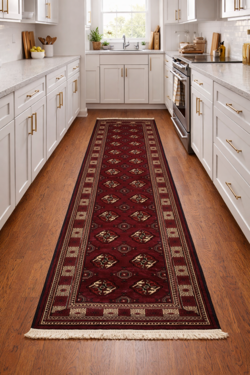 Maroon Red Tribal 3' x 9' Turkoman Persian Runner Rug