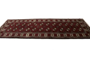 Maroon Red Tribal 3X9 Turkoman Persian Runner Rug