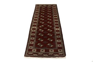 Maroon Red Tribal 3X9 Turkoman Persian Runner Rug