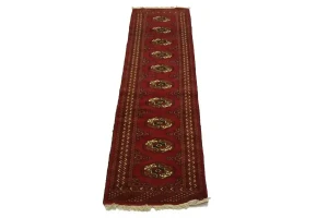 Red Tribal 2X9 Turkoman Persian Runner Rug